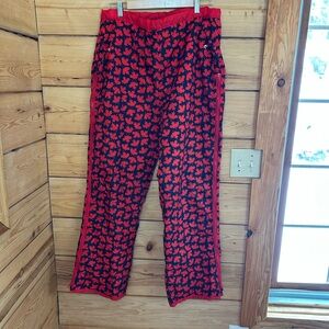 Unique Snow Pants Quilted Lining in Red and Blue Japan adjustable Women’s XL 19”